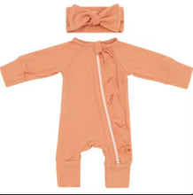 Load image into Gallery viewer, Frill Zip Baby Girl Romper