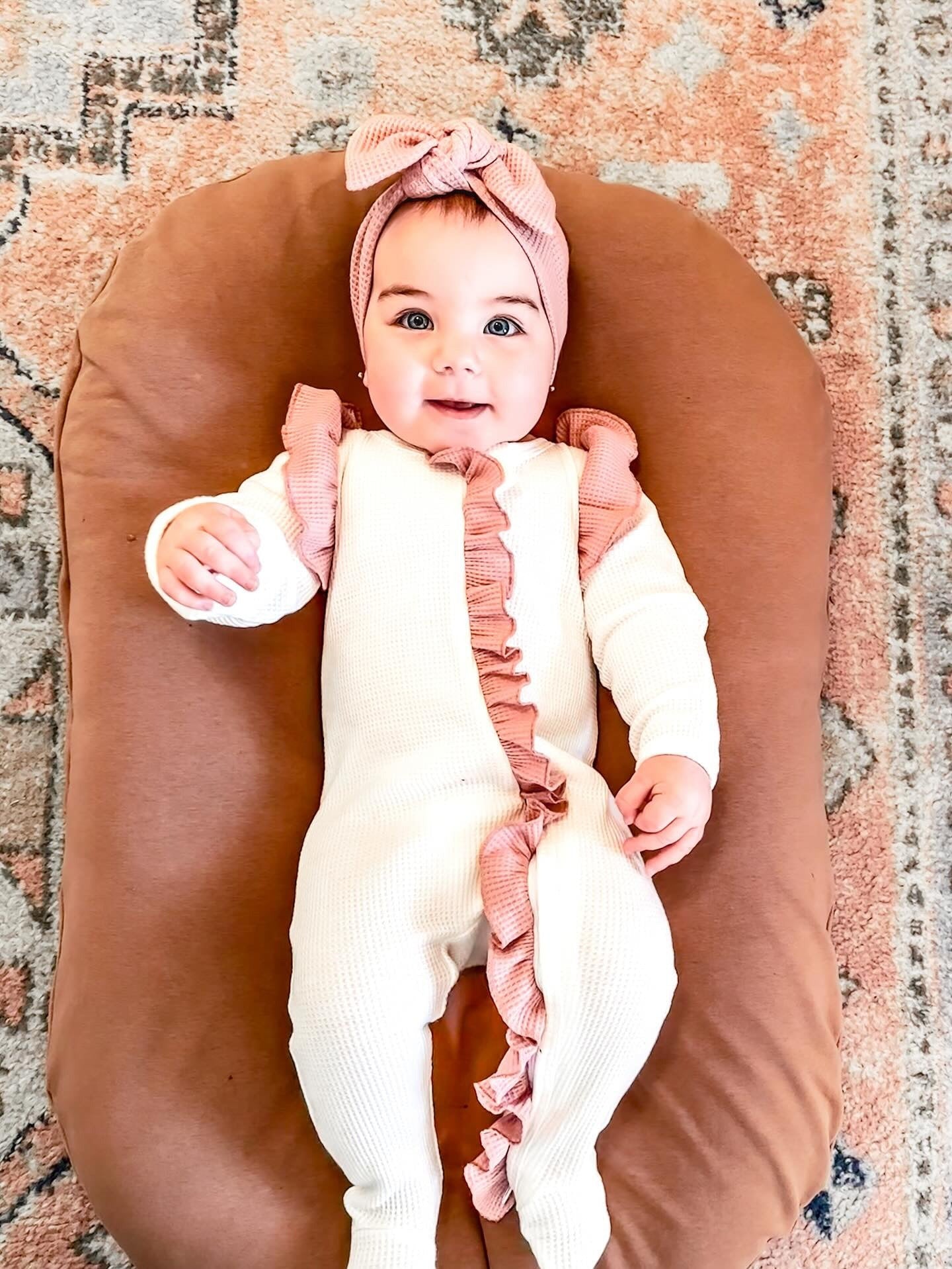 Waffle Baby Girl Topknot Headband/Rose Camy&Bunny