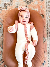 Load image into Gallery viewer, Baby Girl Ruffle Waffle Oensie/White and Rose
