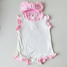 Load image into Gallery viewer, 2 Tones Frill Ribbed Short Sleeve Bodysuits