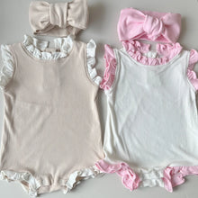 Load image into Gallery viewer, 2 Tones Frill Ribbed Short Sleeve Bodysuits