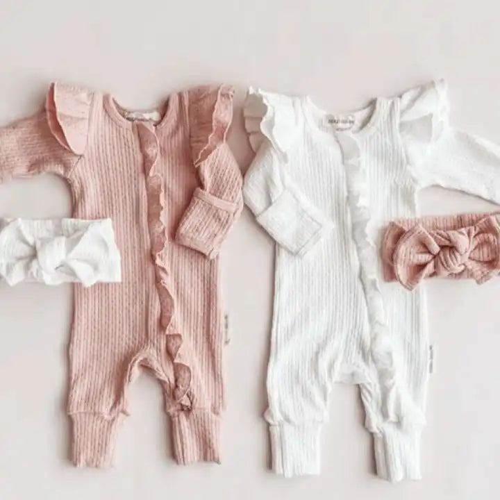 Baby girl ruffle on sale rompers