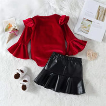 Load image into Gallery viewer, Red Flutter Sleeves Velvet Christmas Romper
