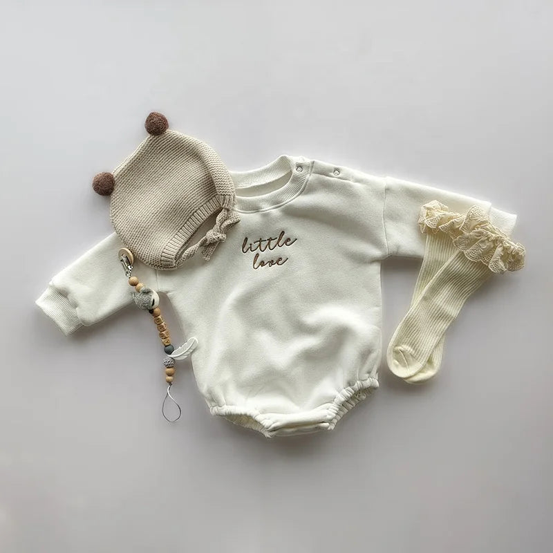 Little Love Embroidered  Baby Sweater Romper