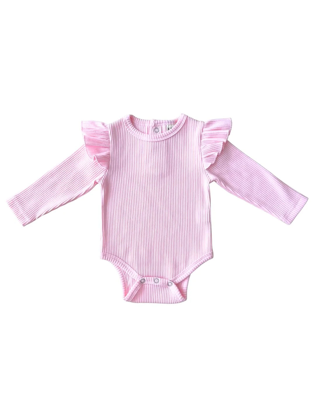 Frill Flutter Long Sleeves Bodysuit Pink 9 12M