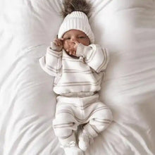 Load image into Gallery viewer, Neutral Striped Baby Pants Set
