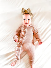 Load image into Gallery viewer, Frill Zip Baby Jumpsuit/Light Rose
