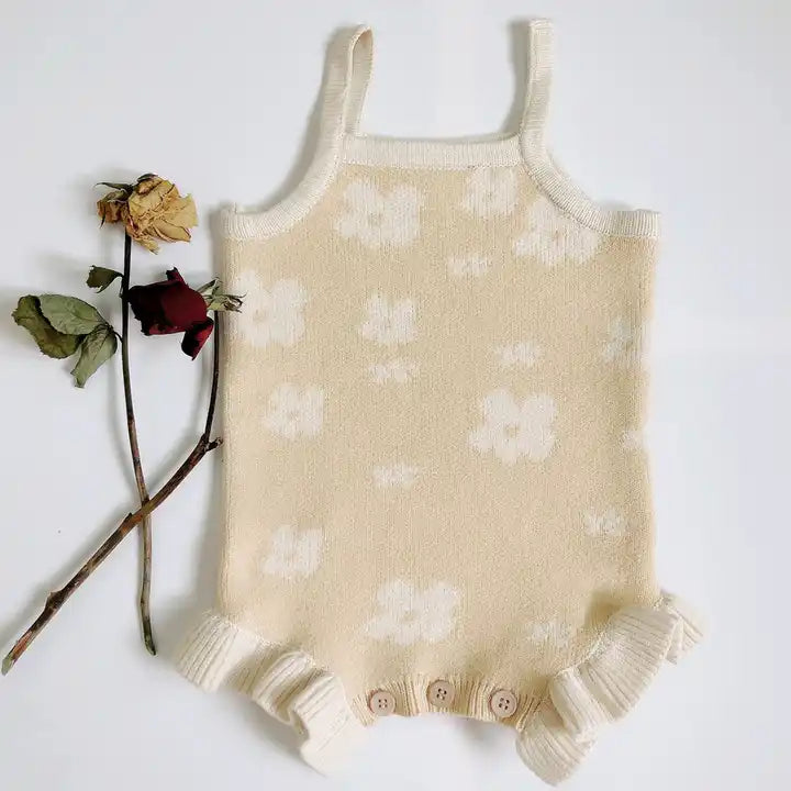 Baby Girl Knit Daisy Bodysuit Suspender