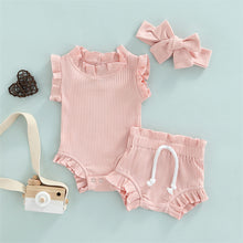 Load image into Gallery viewer, Frill Ribbed Bodysuit set with Its Matching Headband
